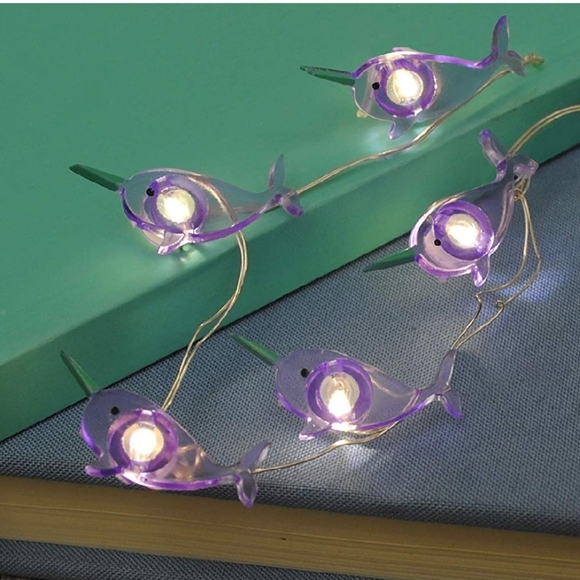 Narwhal Unicorn Whale Purple String Fairy Lights - Picture 5 of 7